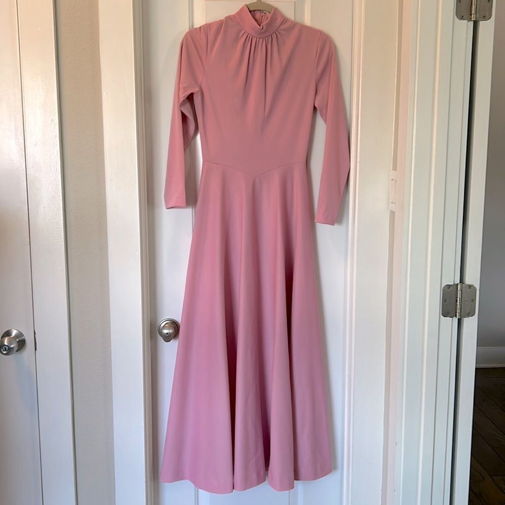 70’s full length retro vintage dress rose pink